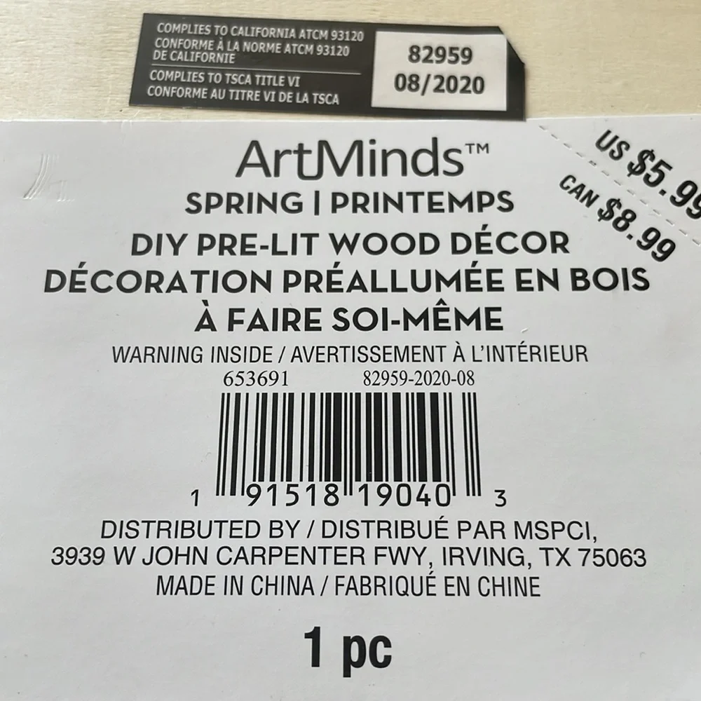 Artminds DIY pre-lit Wooden Unicorn and Dinosaur Art Decor Set of 2